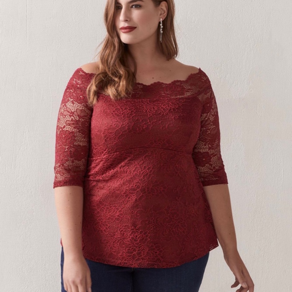 LOVE & LEGEND PENNINGTONS off shoulder scalloped Lace Blouse women’s size 0X NWT